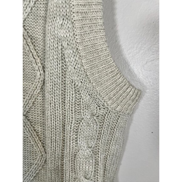 Retro Cable Knit Sweater Vest 2X Tan Grandpa Old Money Preppy Classic Neutral - Picture 3 of 8